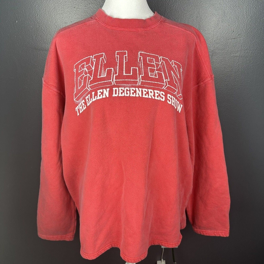 THE ELLEN DEGENERES SHOW Red Warm CREW NECK TV SWEATSHIRT Fan Gear Sz Ad…